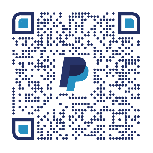 A qr code with the paypal logo on it.