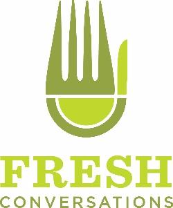 A green fork with the word fresh underneath it.