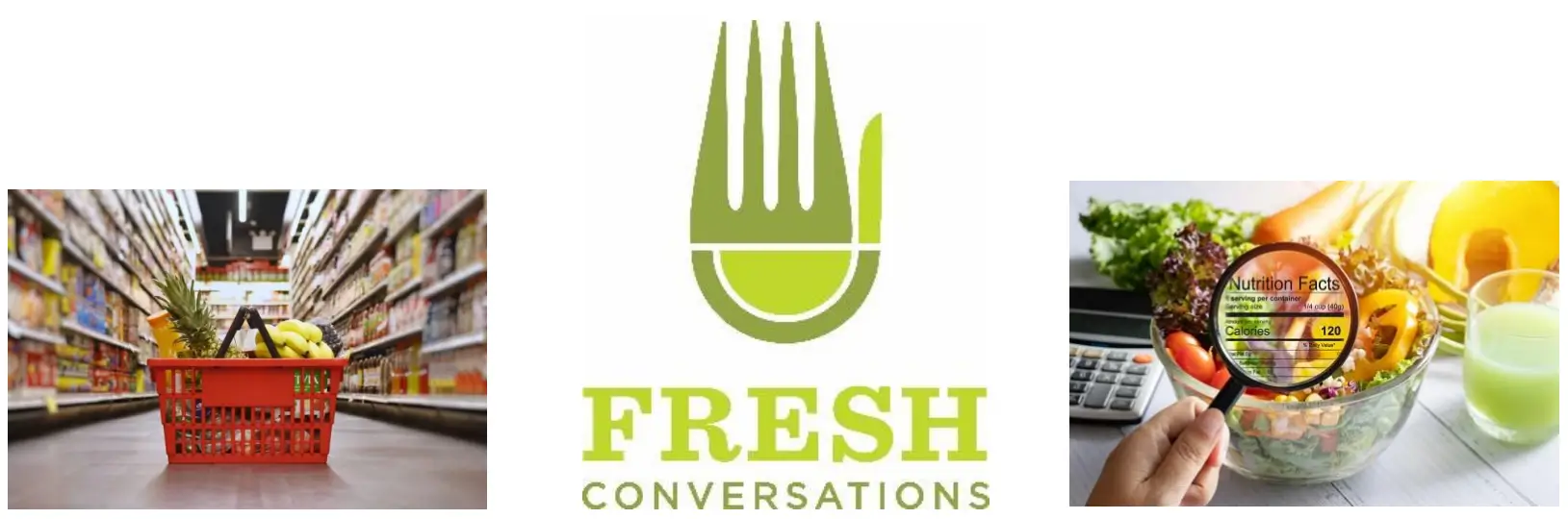 A green logo of fresh conversations with an image of a fork.