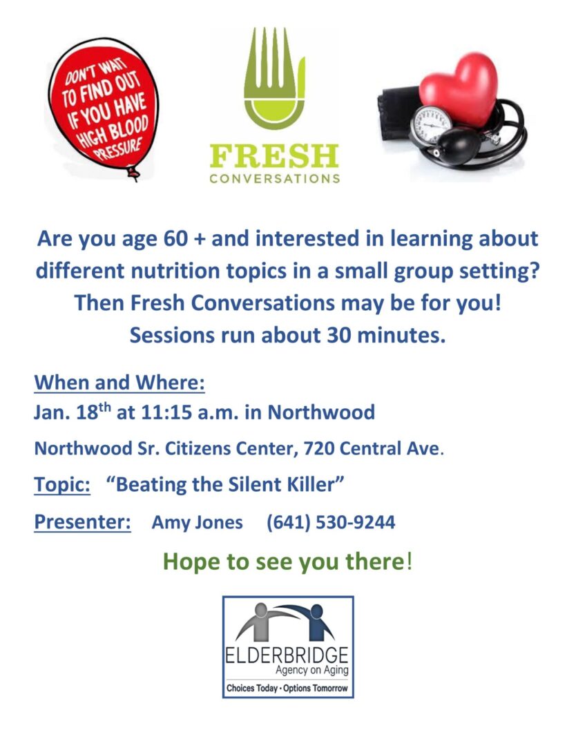 A flyer for a nutrition talk with an image of balloons.