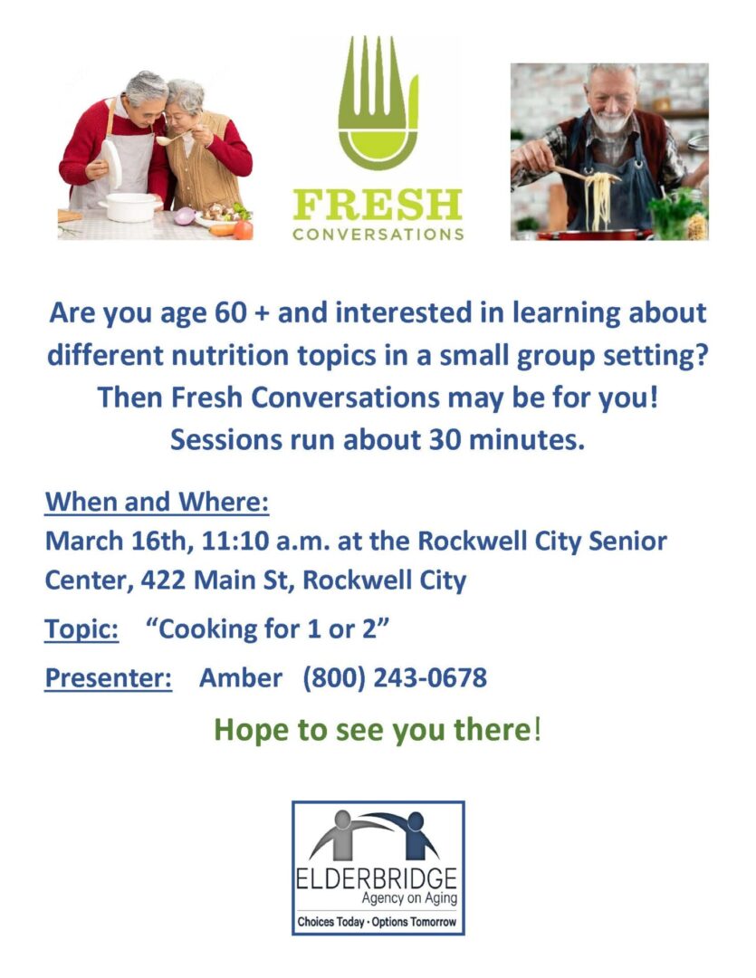 A flyer for a nutrition class with several people.