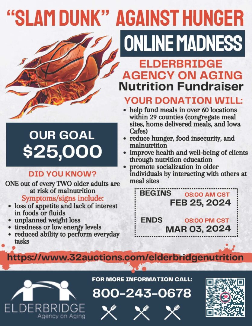 A flyer for an online fundraiser with the goal of $ 2 5, 0 0 0.